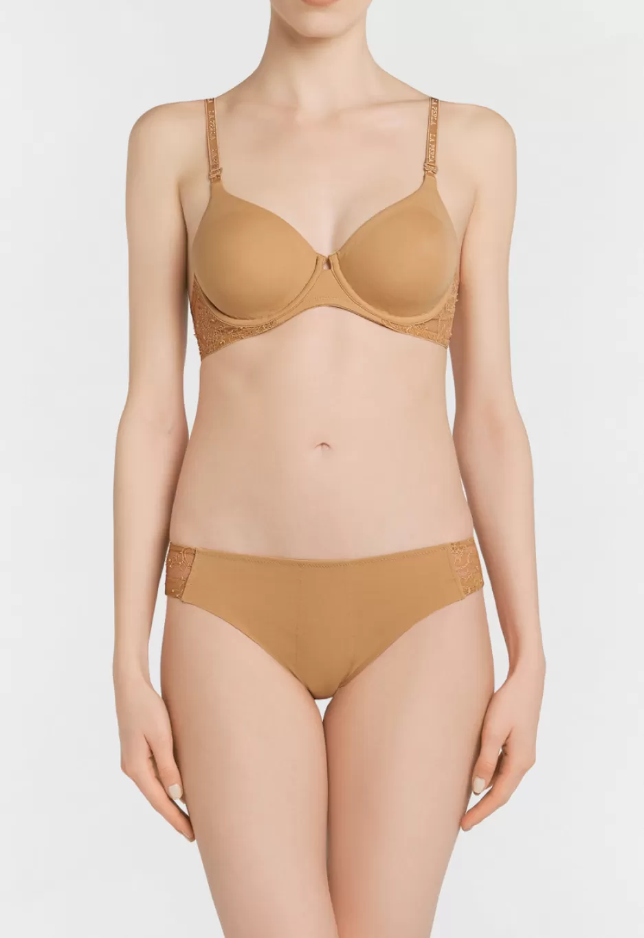 T-shirt | Underwired-La Perla Lycra Underwired Bra With Chantilly Lace Nude