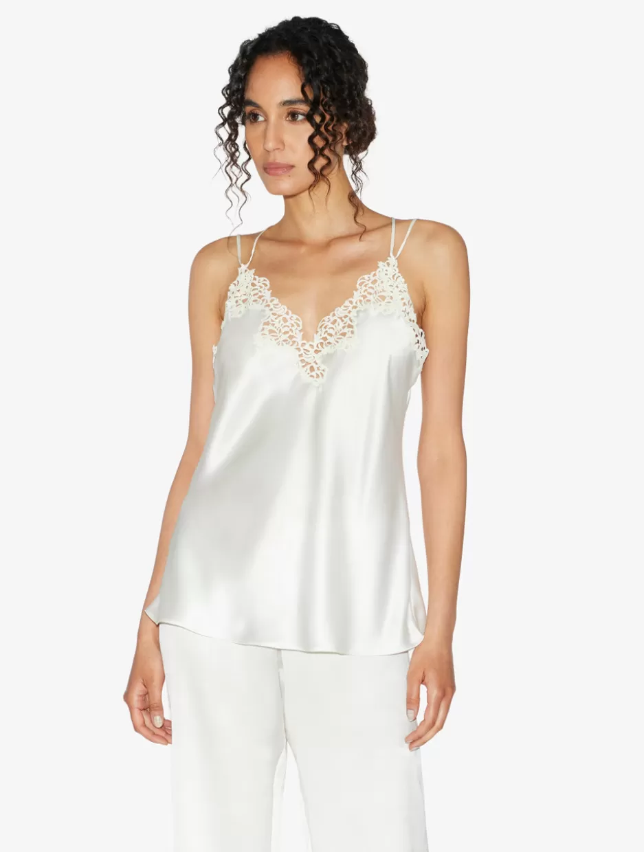 Camisoles | Pajamas-La Perla Off-white Camisole In Silk With Macramé Frastaglio OffWhite