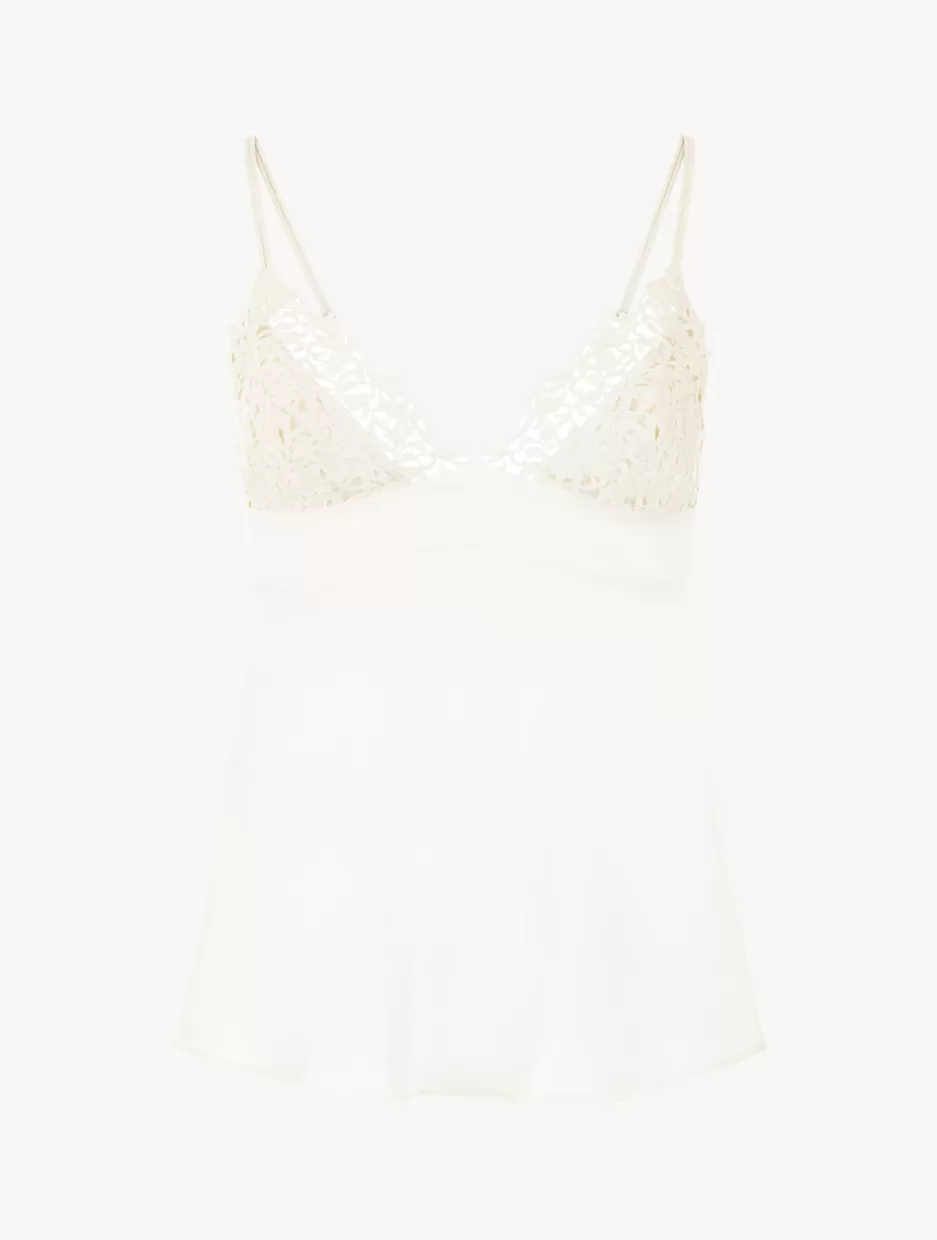 Camisoles | Pajamas-La Perla Off-white Silk Camisole With Macramé OffWhite