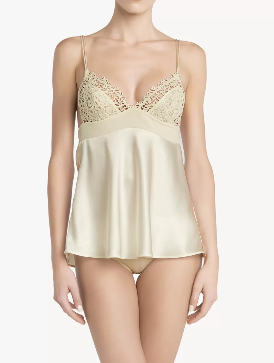 Camisoles | Pajamas-La Perla Off-white Silk Camisole With Macramé OffWhite