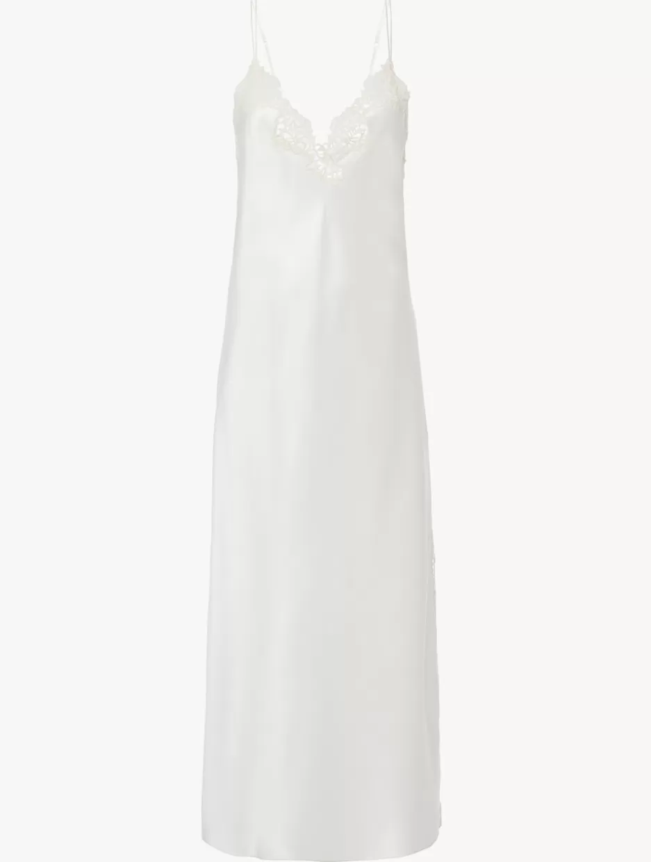 Slips & Dresses | Silk Sleepwear-La Perla Off-white Silk Long Nightgown With Macramé OffWhite