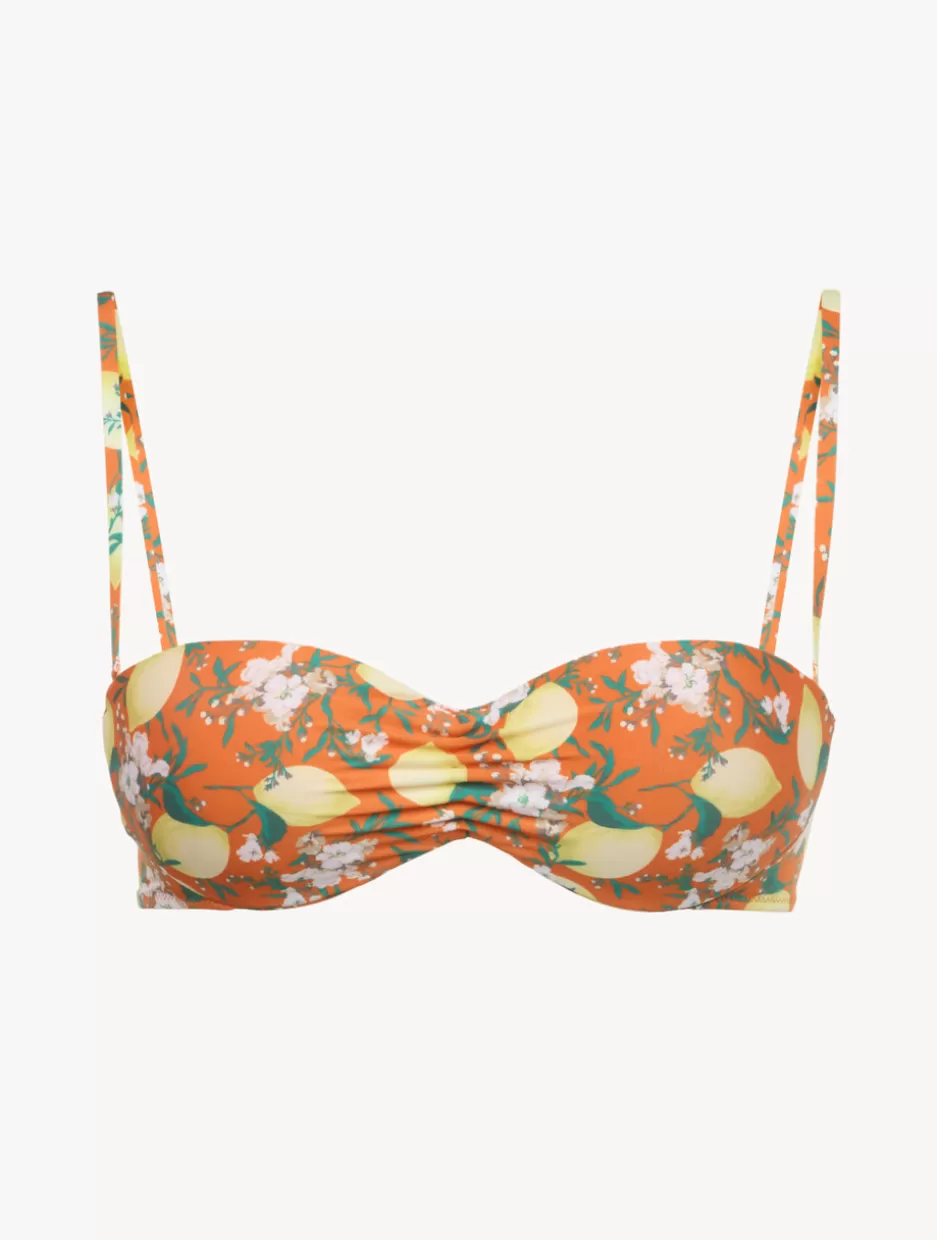 Bikinis-La Perla Printed Bandeau Bikini Top Orange