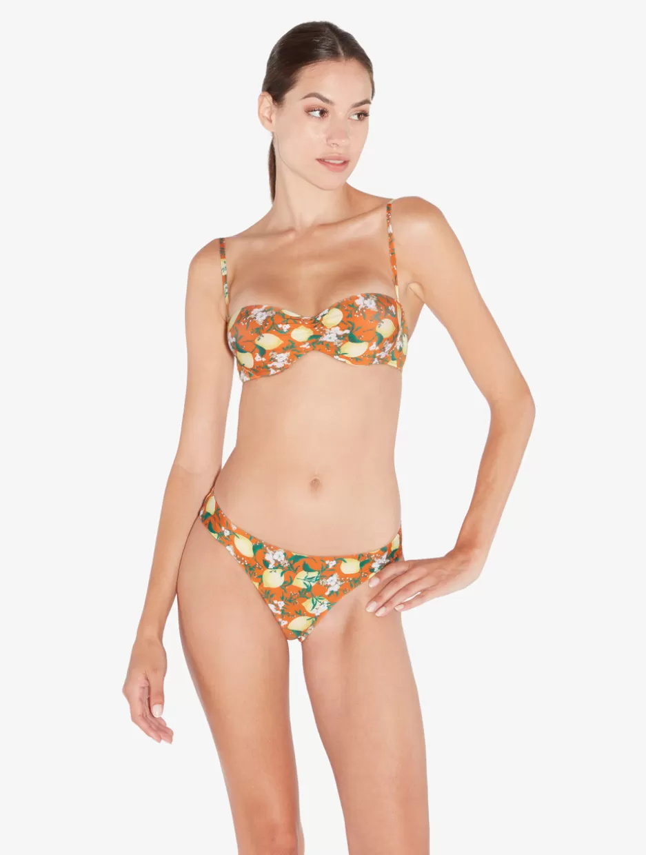 Bikinis-La Perla Printed Bandeau Bikini Top Orange