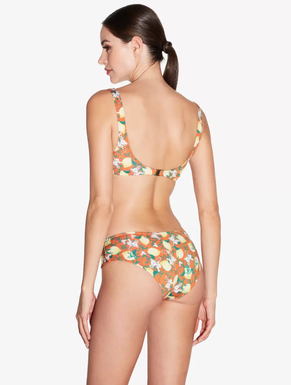 Bikinis-La Perla Printed Bikini Brief With Draped Waist Orange