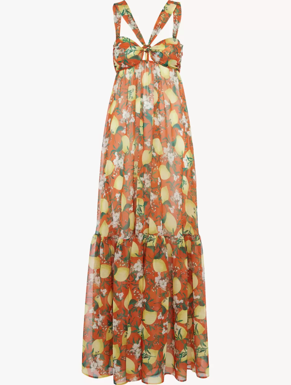 Beach Coverups-La Perla Printed Maxi Dress Orange