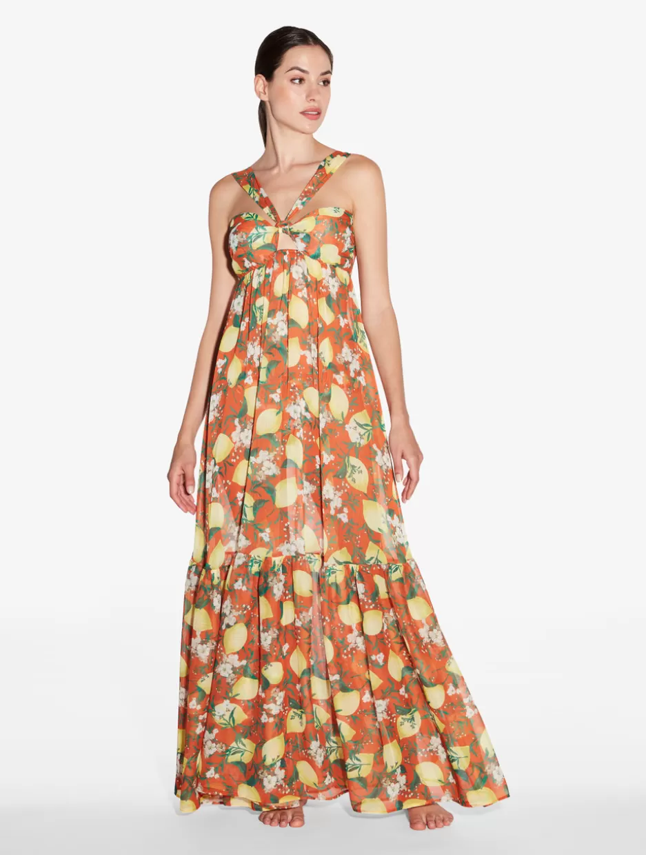 Beach Coverups-La Perla Printed Maxi Dress Orange