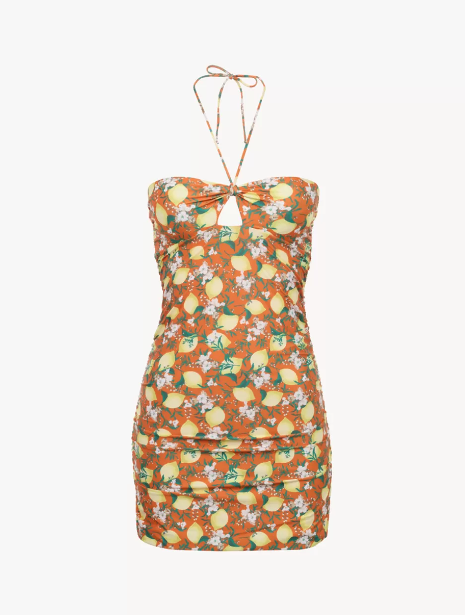 Beach Coverups-La Perla Printed Short Dress Orange