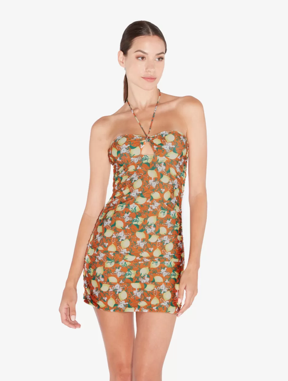 Beach Coverups-La Perla Printed Short Dress Orange