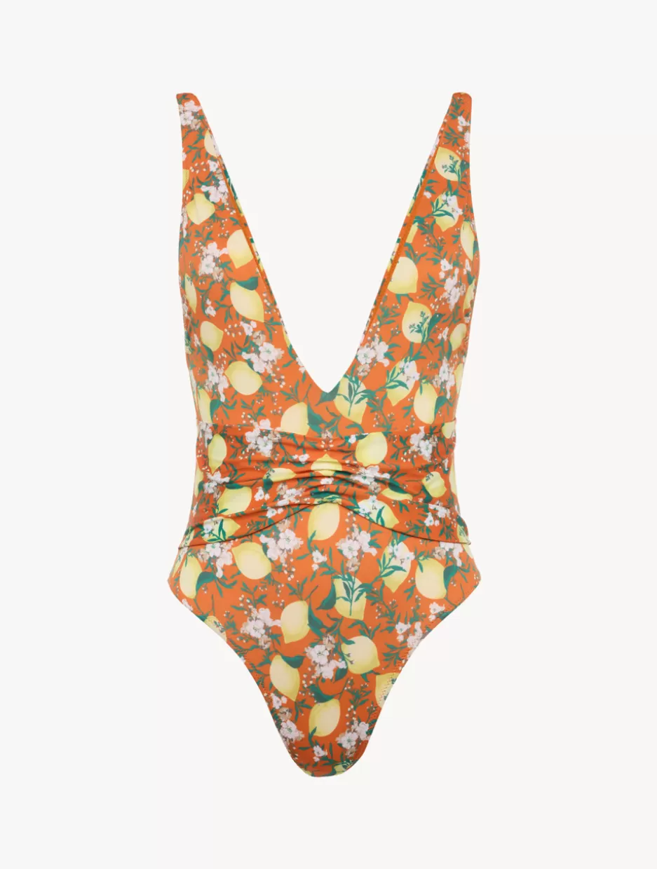 One-Piece Bathing Suits-La Perla Printed Swimsuit Orange