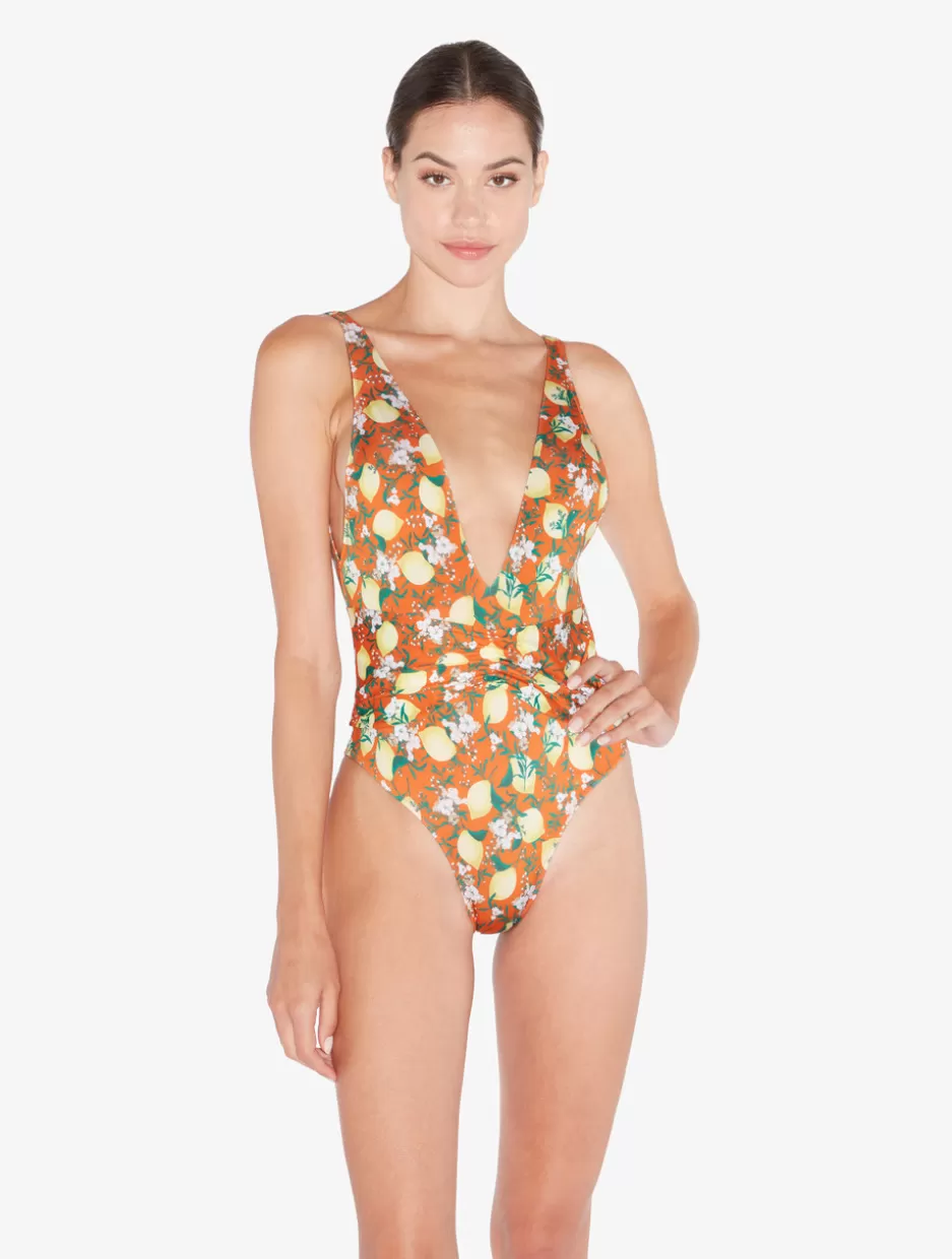 One-Piece Bathing Suits-La Perla Printed Swimsuit Orange