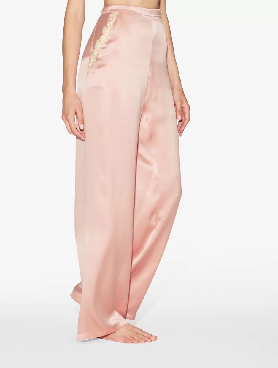 Pajamas | Silk Sleepwear-La Perla Silk Long Pajamas With Frastaglio Pink