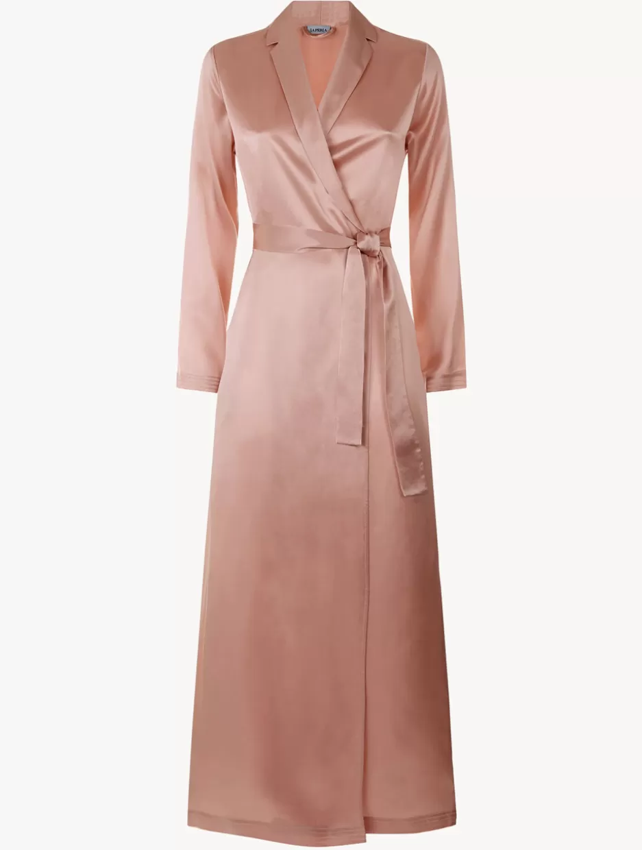 Robes | Silk Sleepwear-La Perla Powder Silk Long Robe Pink