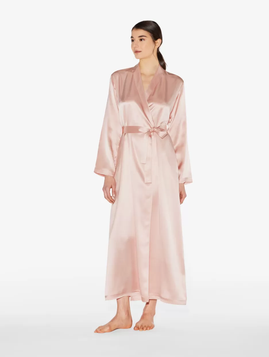 Robes | Silk Sleepwear-La Perla Powder Silk Long Robe Pink