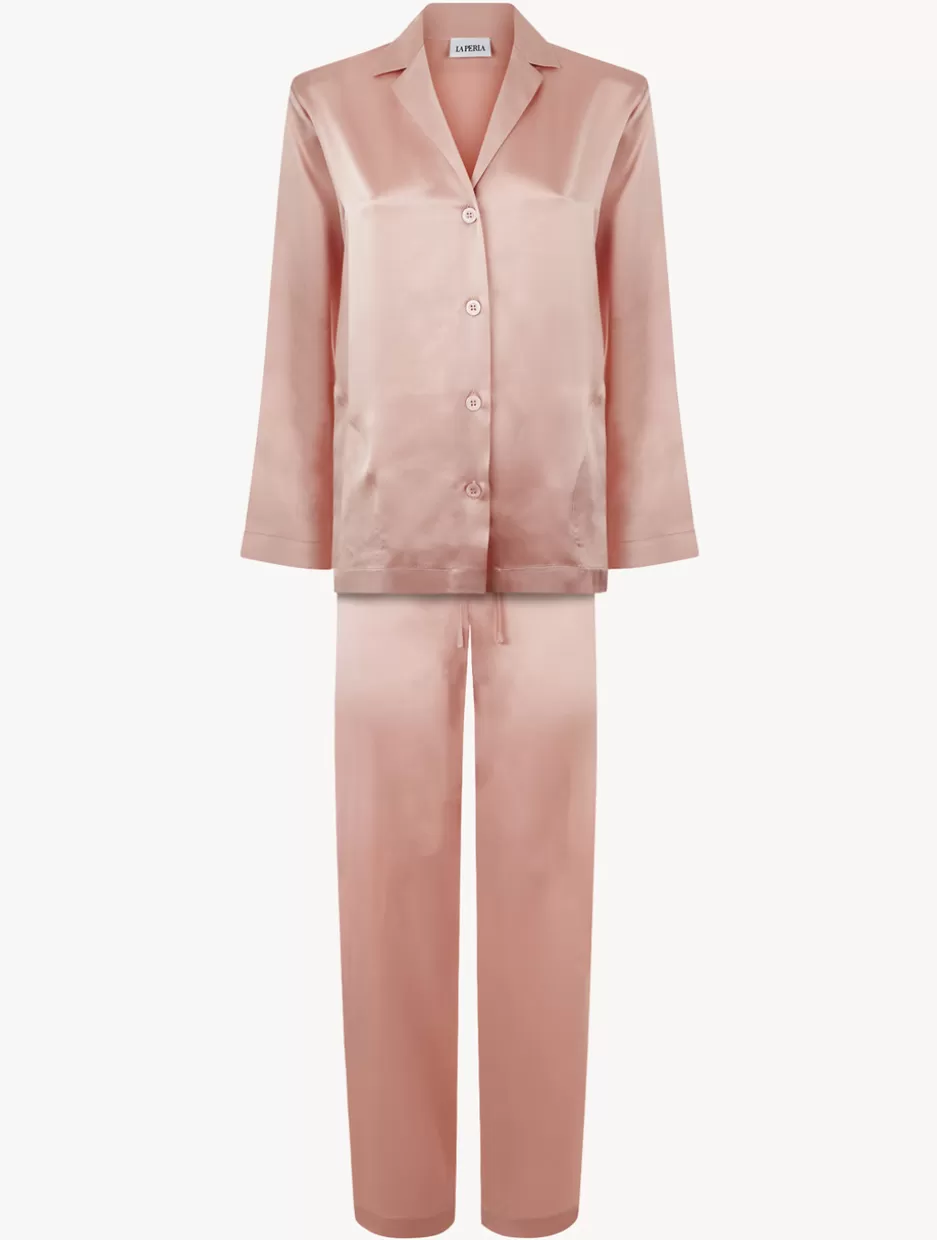 Pajamas | Silk Sleepwear-La Perla Powder Silk Pajama Set Pink