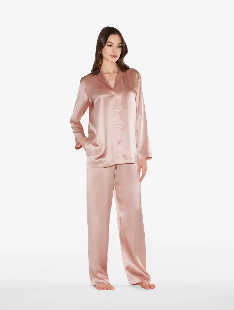 Pajamas | Silk Sleepwear-La Perla Powder Silk Pajama Set Pink