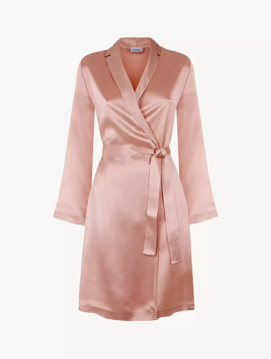 Loungewear | Robes-La Perla Powder Silk Short Robe Pink