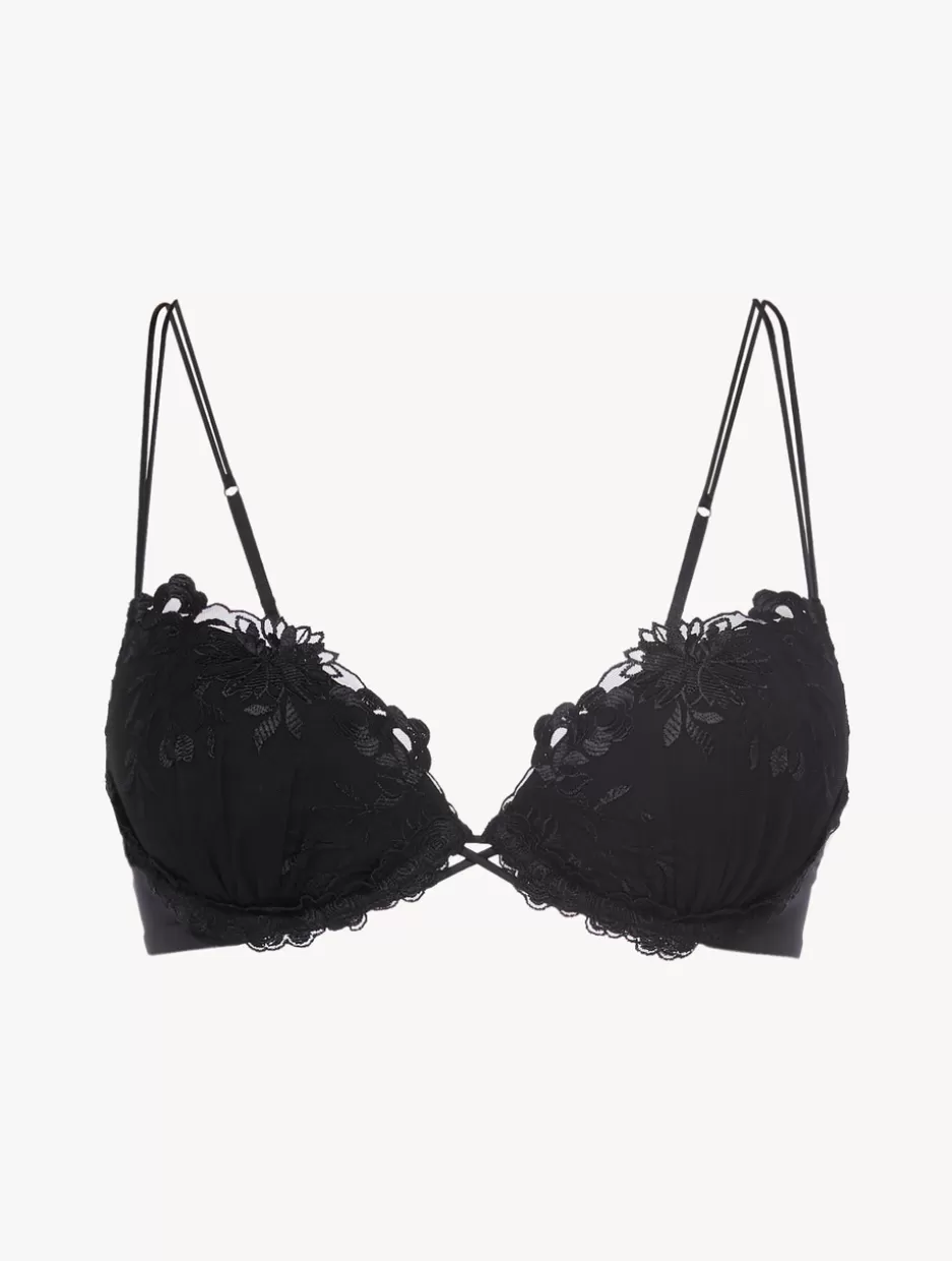 Padded | Push-Up-La Perla Push-up Bra In Lycra With Embroidered Tulle Black