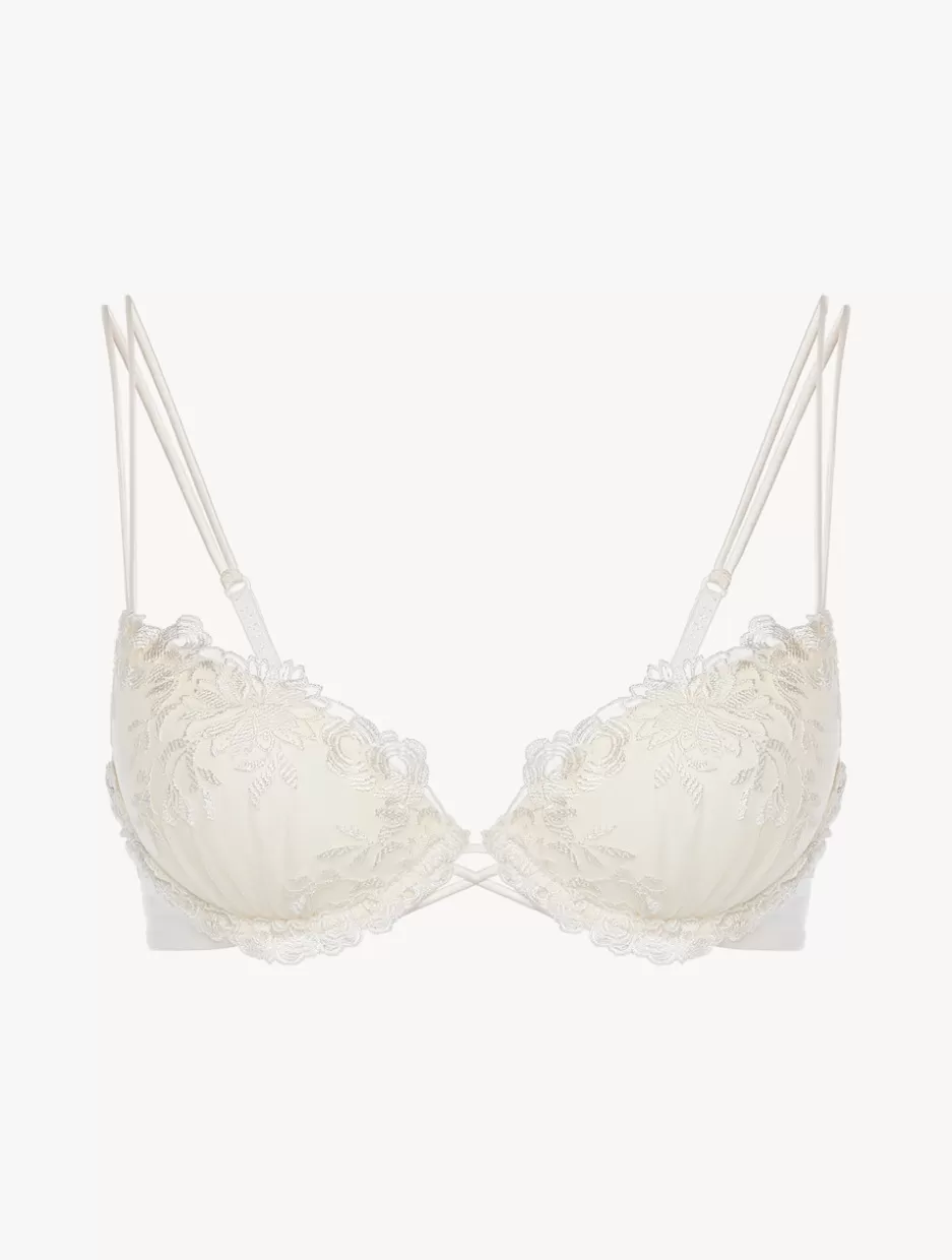 Padded | Push-Up-La Perla Push-up Bra In Off- Lycra With Embroidered Tulle White