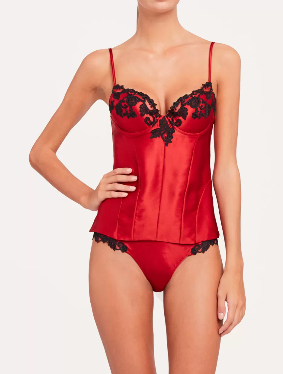 Bodysuits & Bustiers | Shapewear-La Perla Corset With Frastaglio In Silk Satin Red
