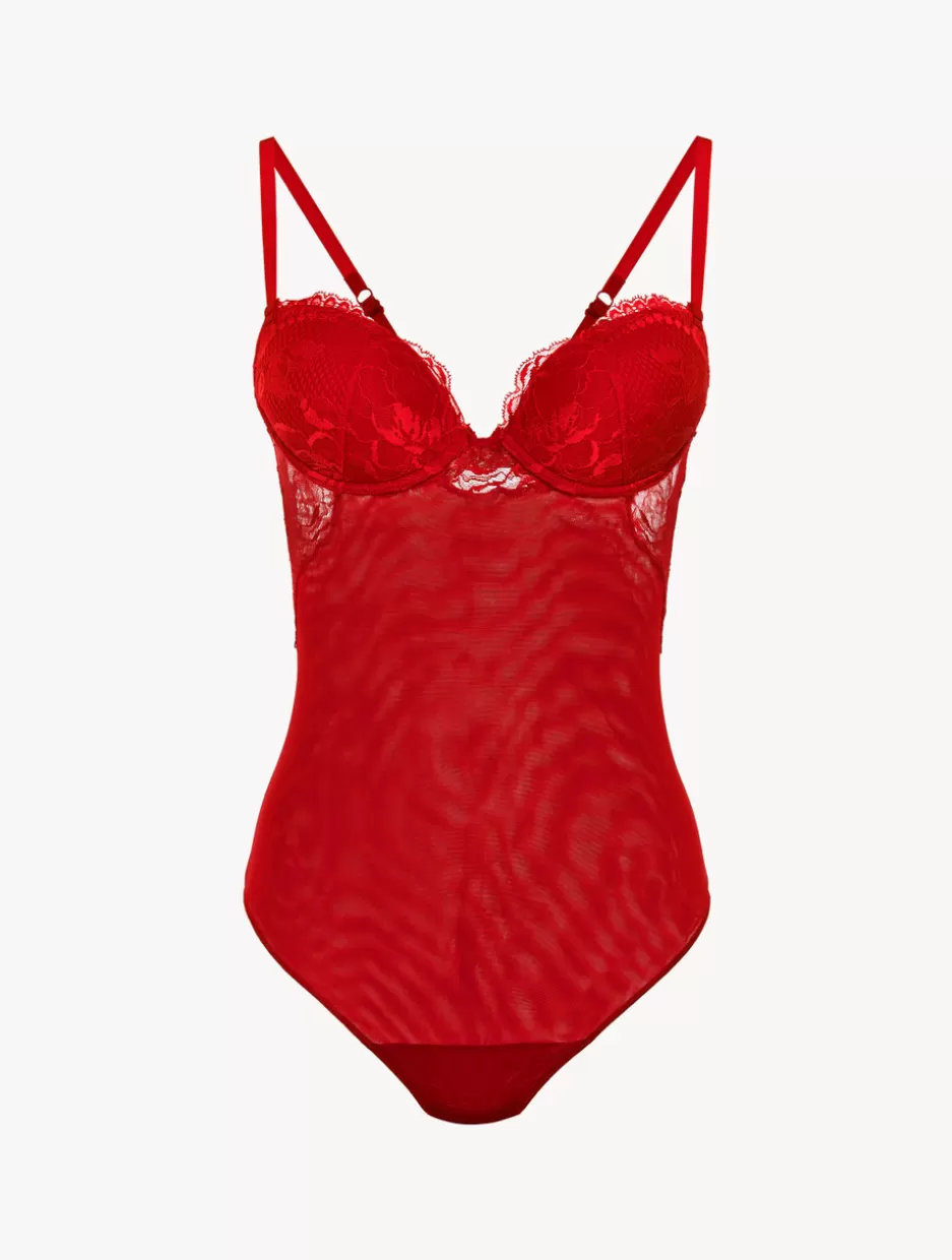 Bodysuits & Bustiers-La Perla Lace Bodysuit Red