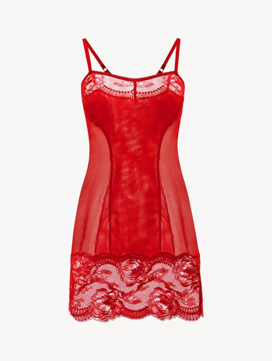 Slips & Dresses-La Perla Lace Slip Red