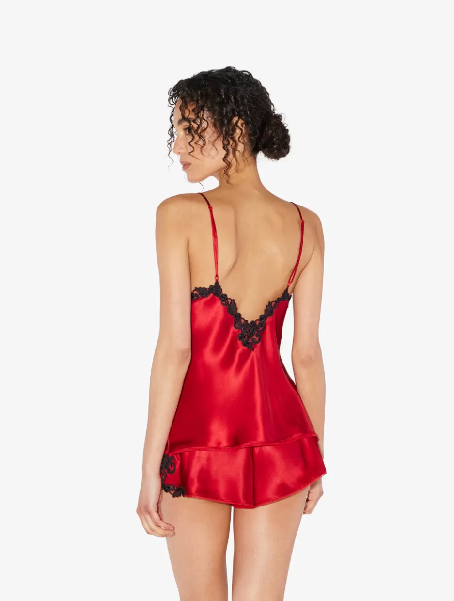 red_silk_camisole_with_frastaglio_10880.webp Camisoles | Pajamas-La Perla Silk Camisole With Frastaglio Red