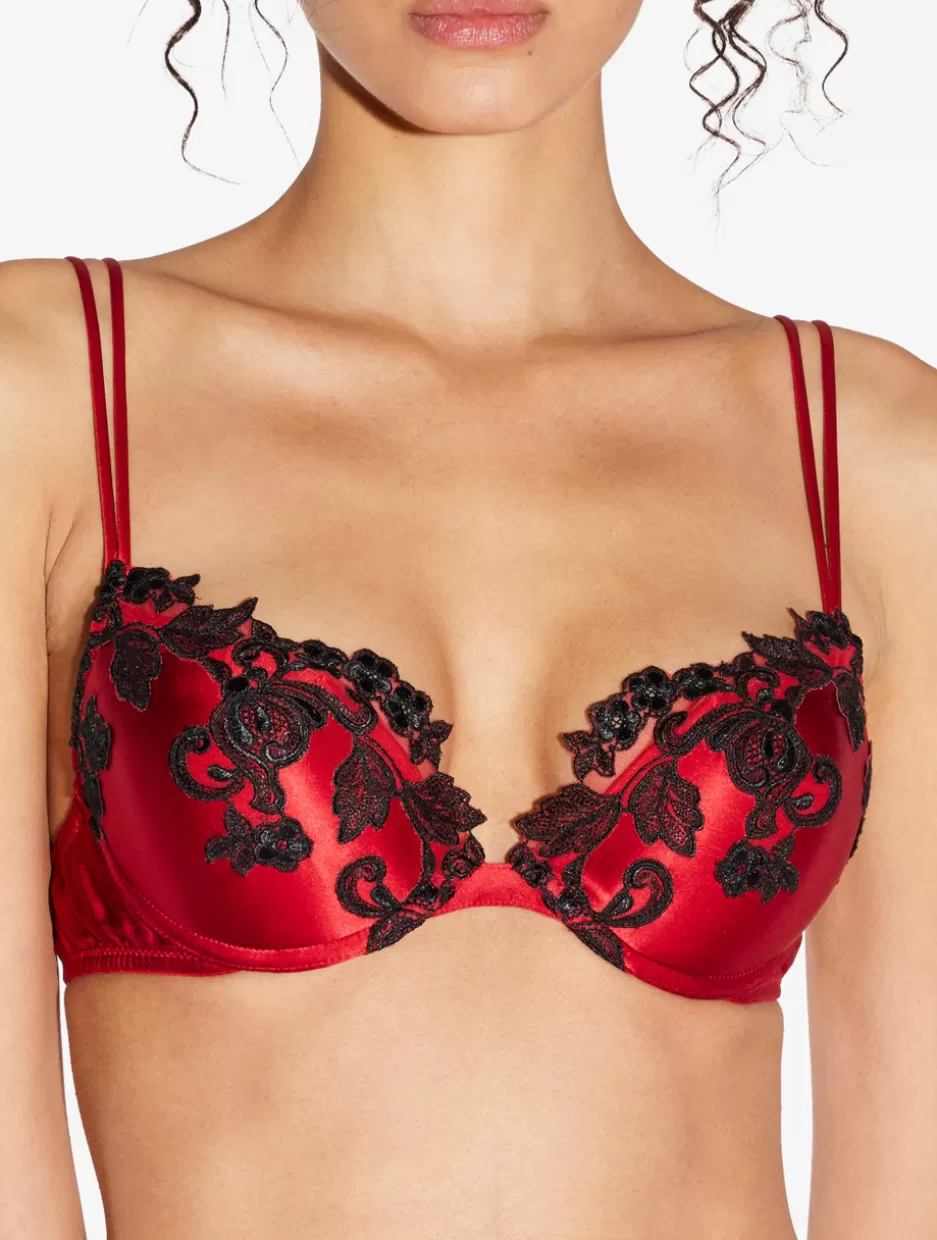Padded | Push-Up-La Perla Silk Push-up Bra With Frastaglio Red