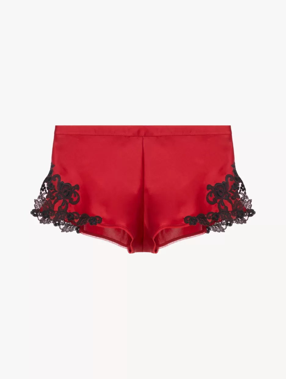 Pajamas | Sleep Shorts & Trousers-La Perla Silk Satin Sleep Shorts With Frastaglio Red