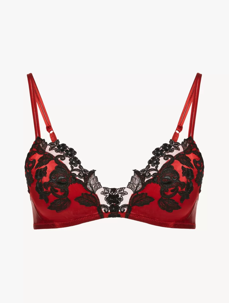 Triangle | Wireless-La Perla Silk Triangle Bra With Black Frastaglio Red