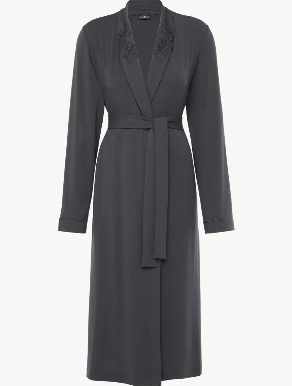 Loungewear | Robes-La Perla Robe In Charcoal Grey