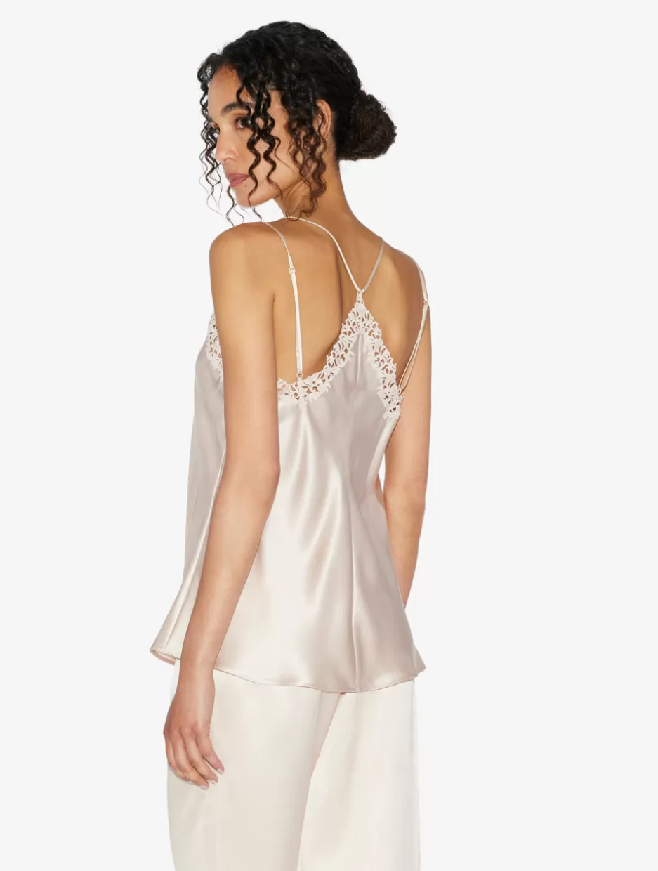 Camisoles | Pajamas-La Perla Rose Beige Camisole In Silk With Macramé Frastaglio RoseBeige