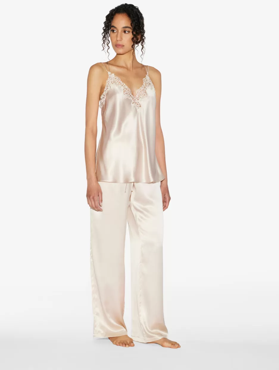 Camisoles | Pajamas-La Perla Rose Beige Camisole In Silk With Macramé Frastaglio RoseBeige