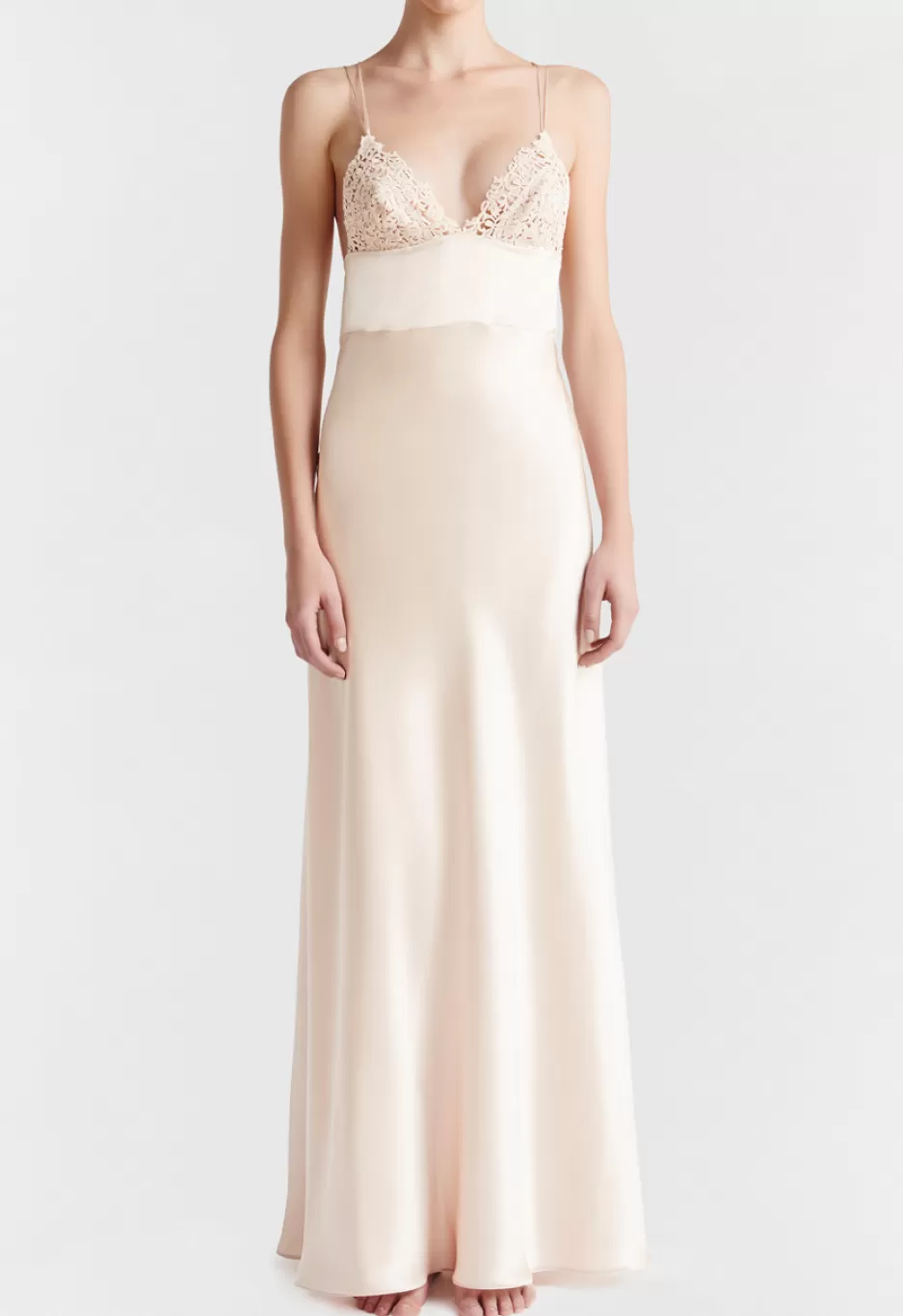 Slips & Dresses | Silk Sleepwear-La Perla Rose Beige Long Night Dress RoseBeige