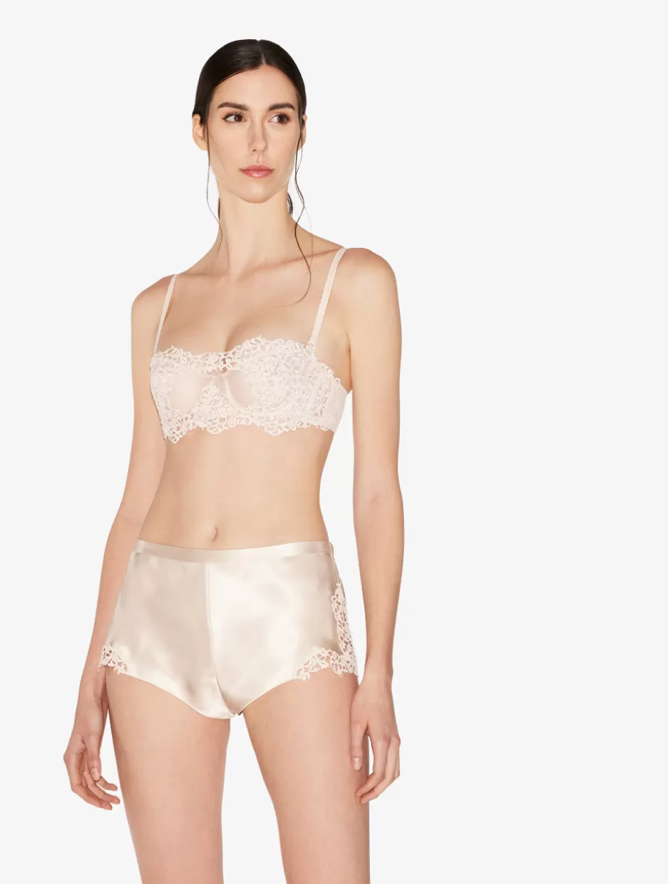 Pajamas | Sleep Shorts & Trousers-La Perla Rose Beige Sleep Shorts With Macramé Frastaglio RoseBeige