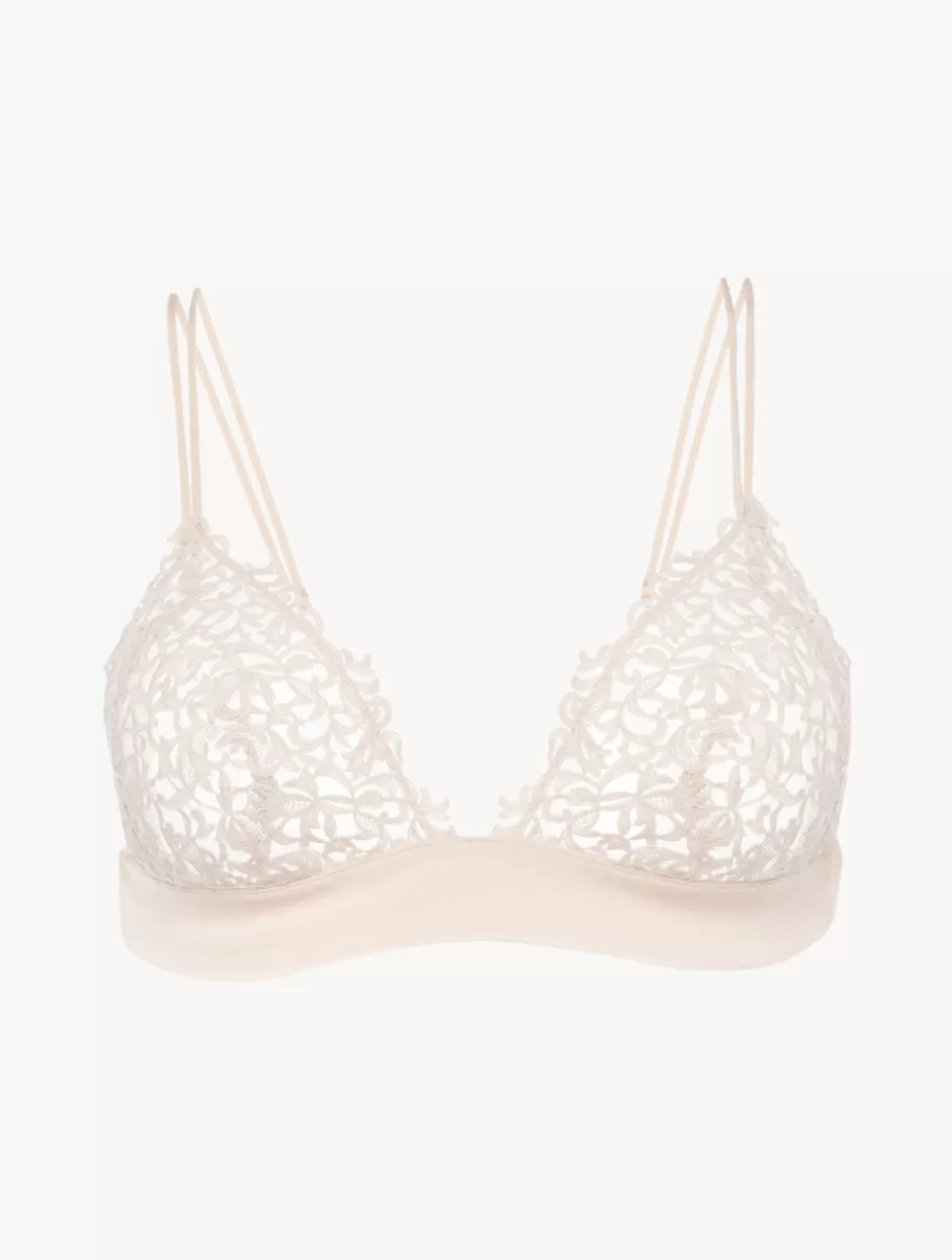 Triangle | Wireless-La Perla Rose Beige Triangle Bra With Macramé RoseBeige