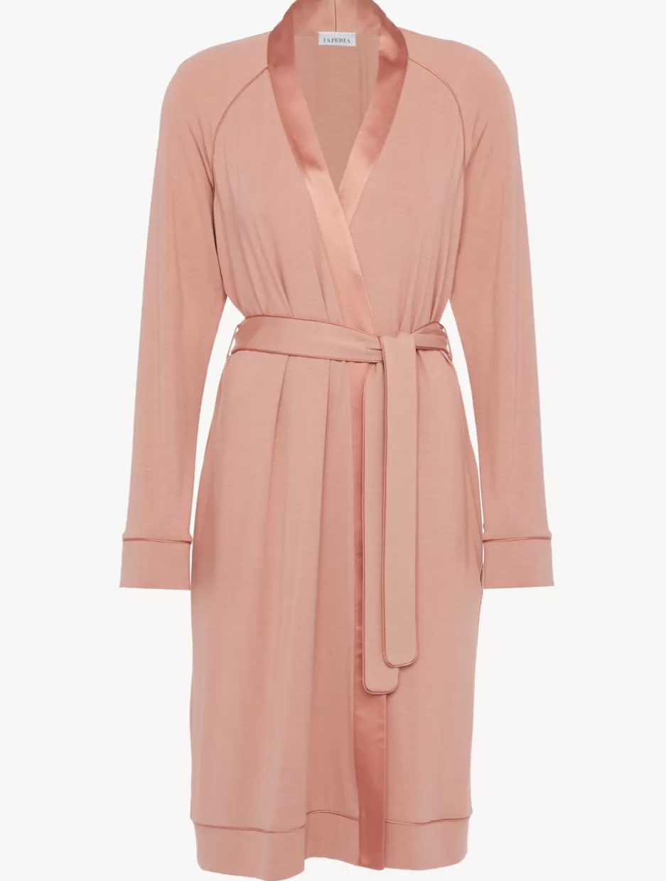 Robes-La Perla Short Robe In Blush Clay Pink