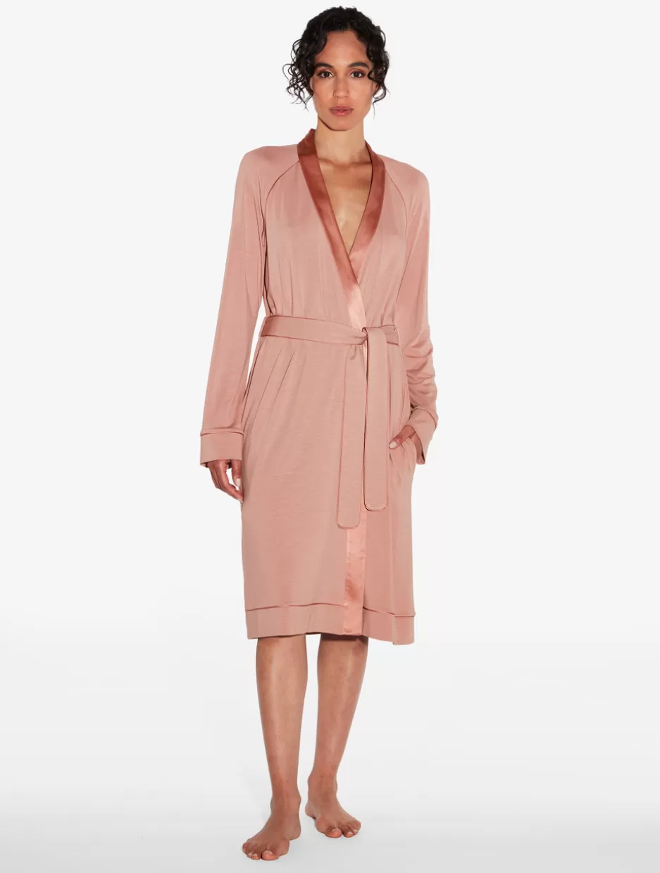 Robes-La Perla Short Robe In Blush Clay Pink