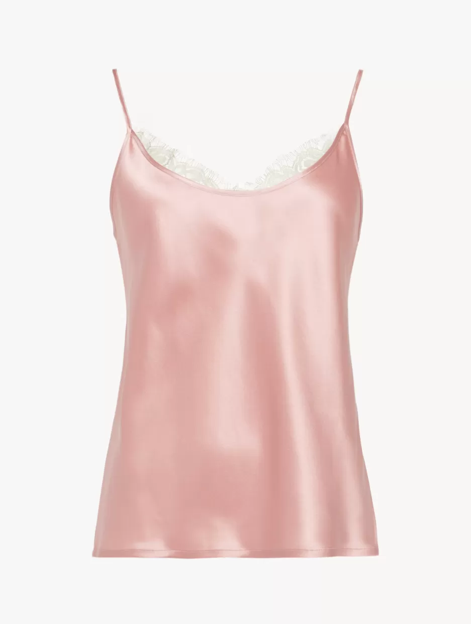 Camisoles | Silk Sleepwear-La Perla Silk Camisole Top With Leavers Lace In Pink