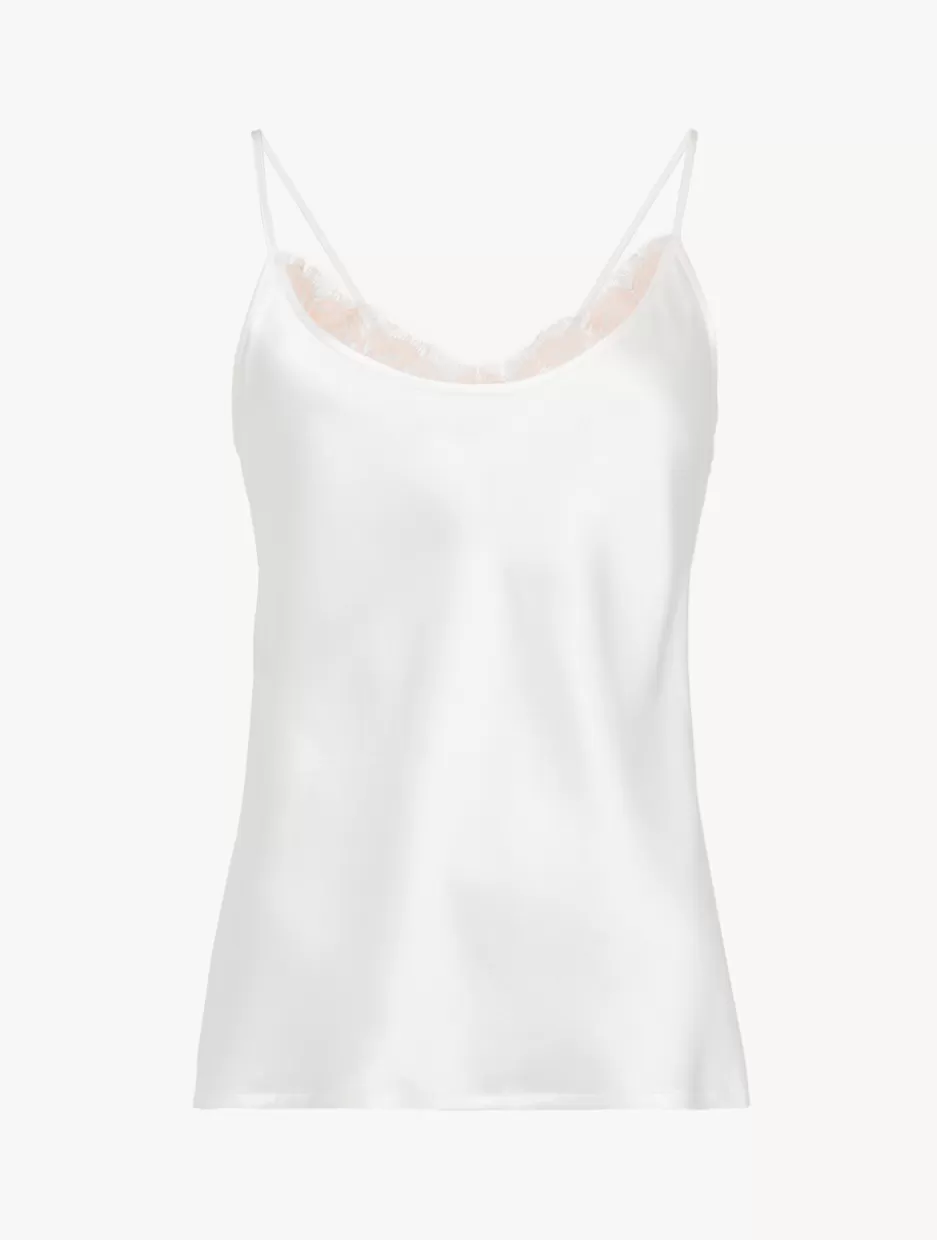 Camisoles | Silk Sleepwear-La Perla Silk Camisole Top With Leavers Lace In White