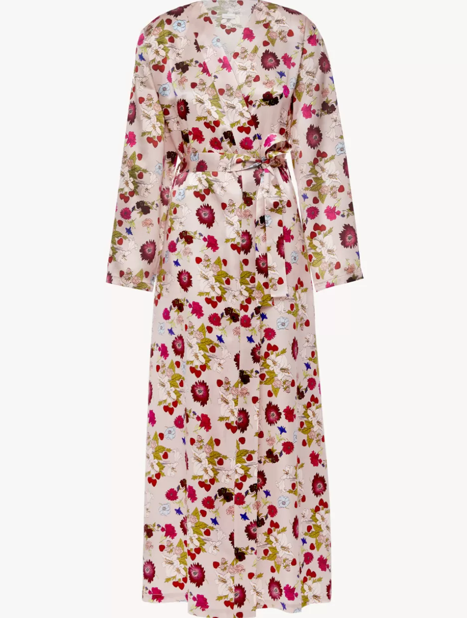 Robes | Silk Sleepwear-La Perla Silk Floral Print Long Robe PinkFloral