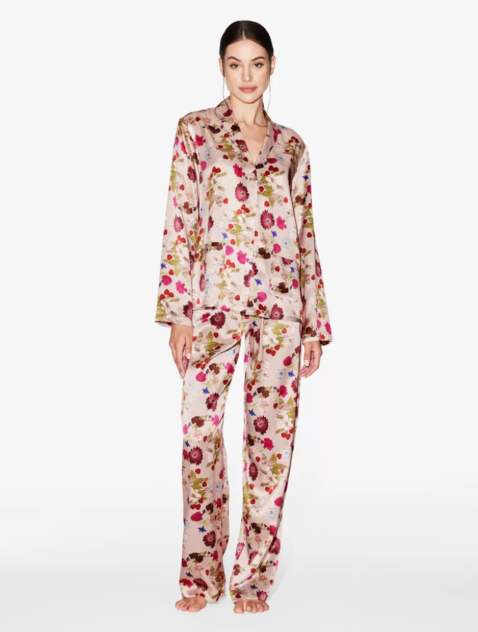 Pajamas | Silk Sleepwear-La Perla Silk Floral Print Pajama Set PinkFloral