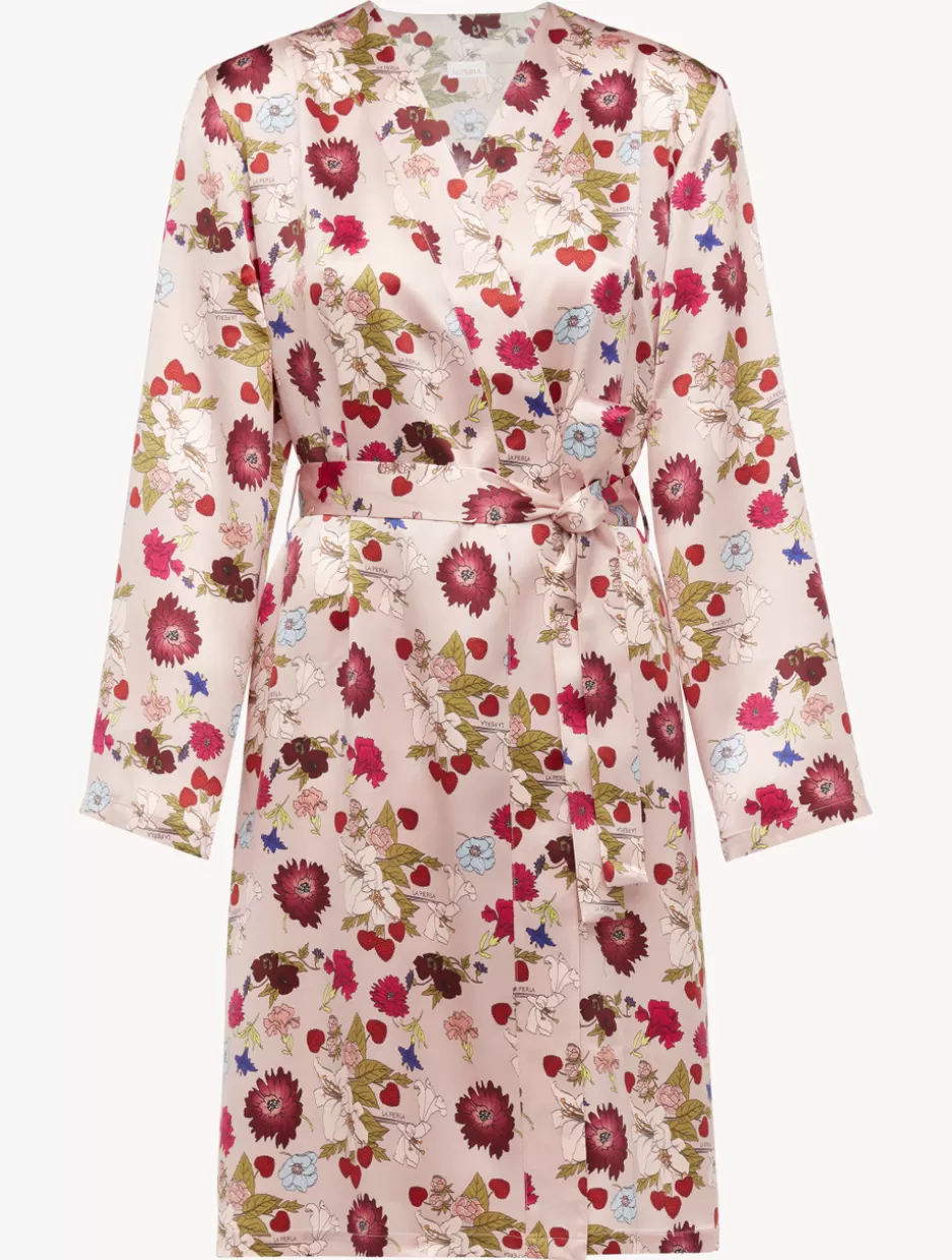 Robes | Silk Sleepwear-La Perla Silk Floral Print Short Robe PinkFloral