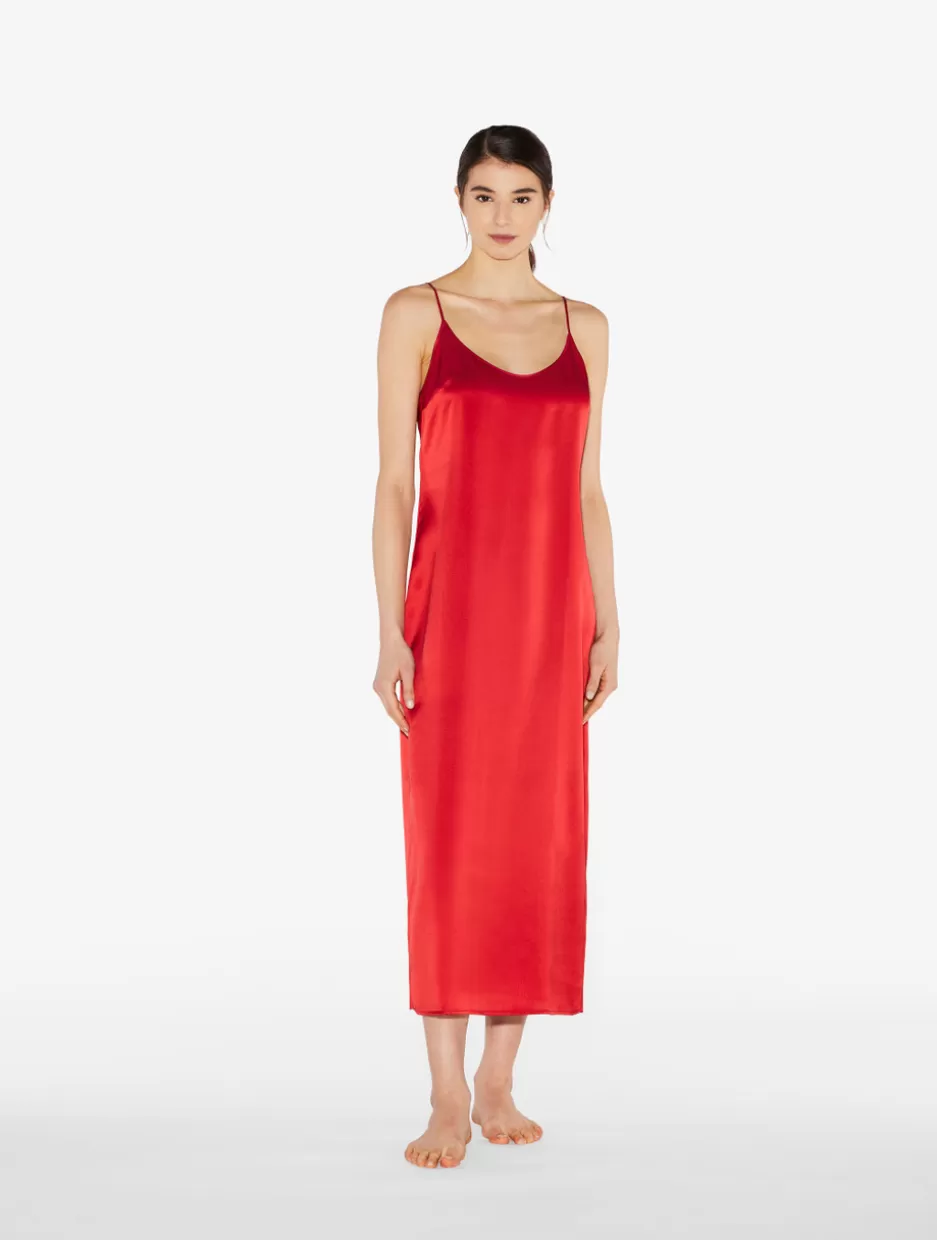 Slips & Dresses | Silk Sleepwear-La Perla Silk Long Nightdress In Garnet Red