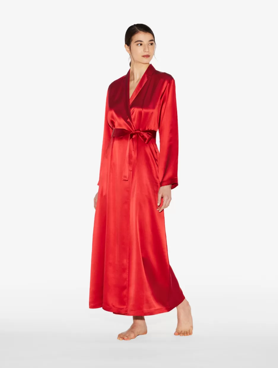 Robes | Silk Sleepwear-La Perla Silk Long Robe In Garnet Red