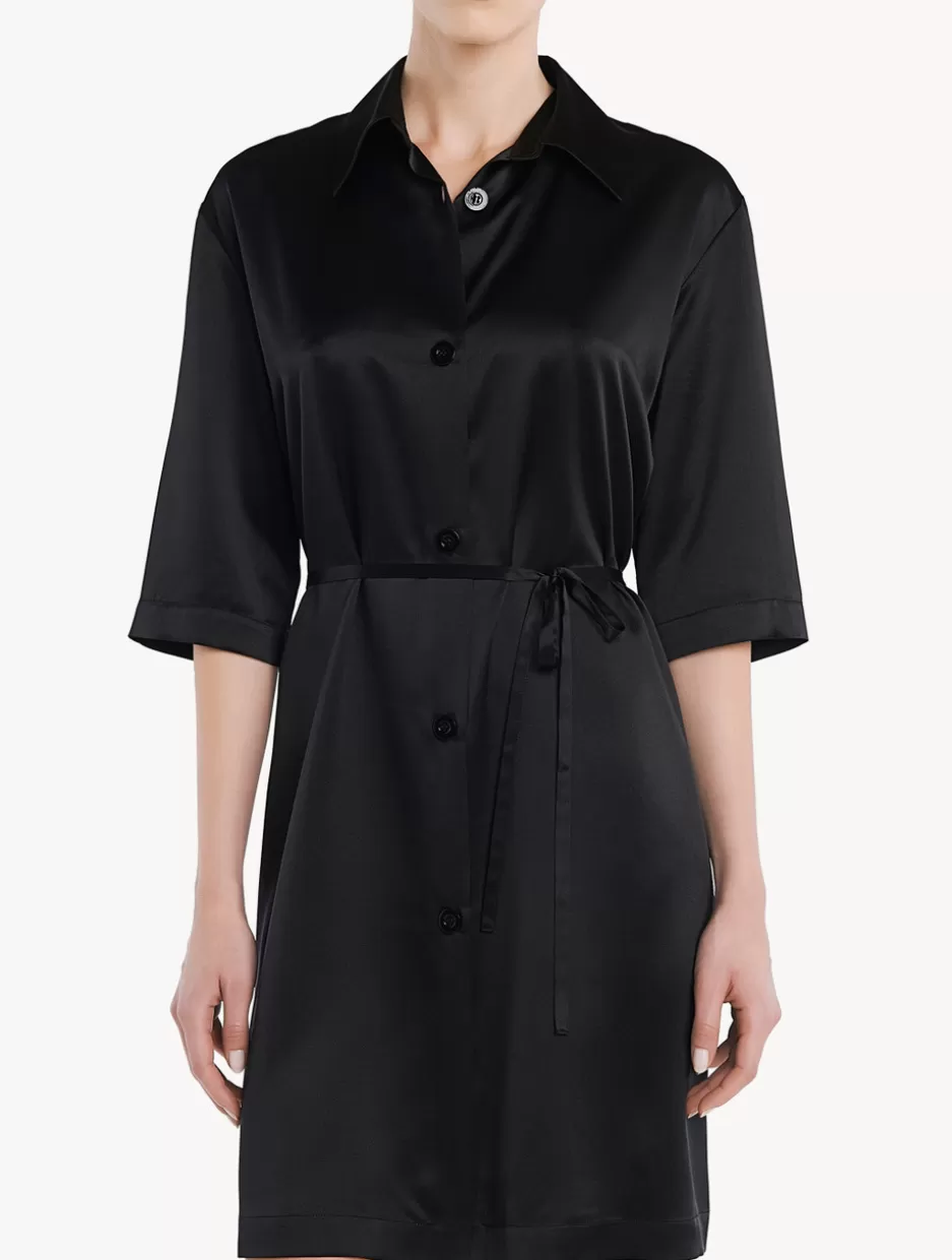 Silk Sleepwear-La Perla Silk Long Shirt In Black