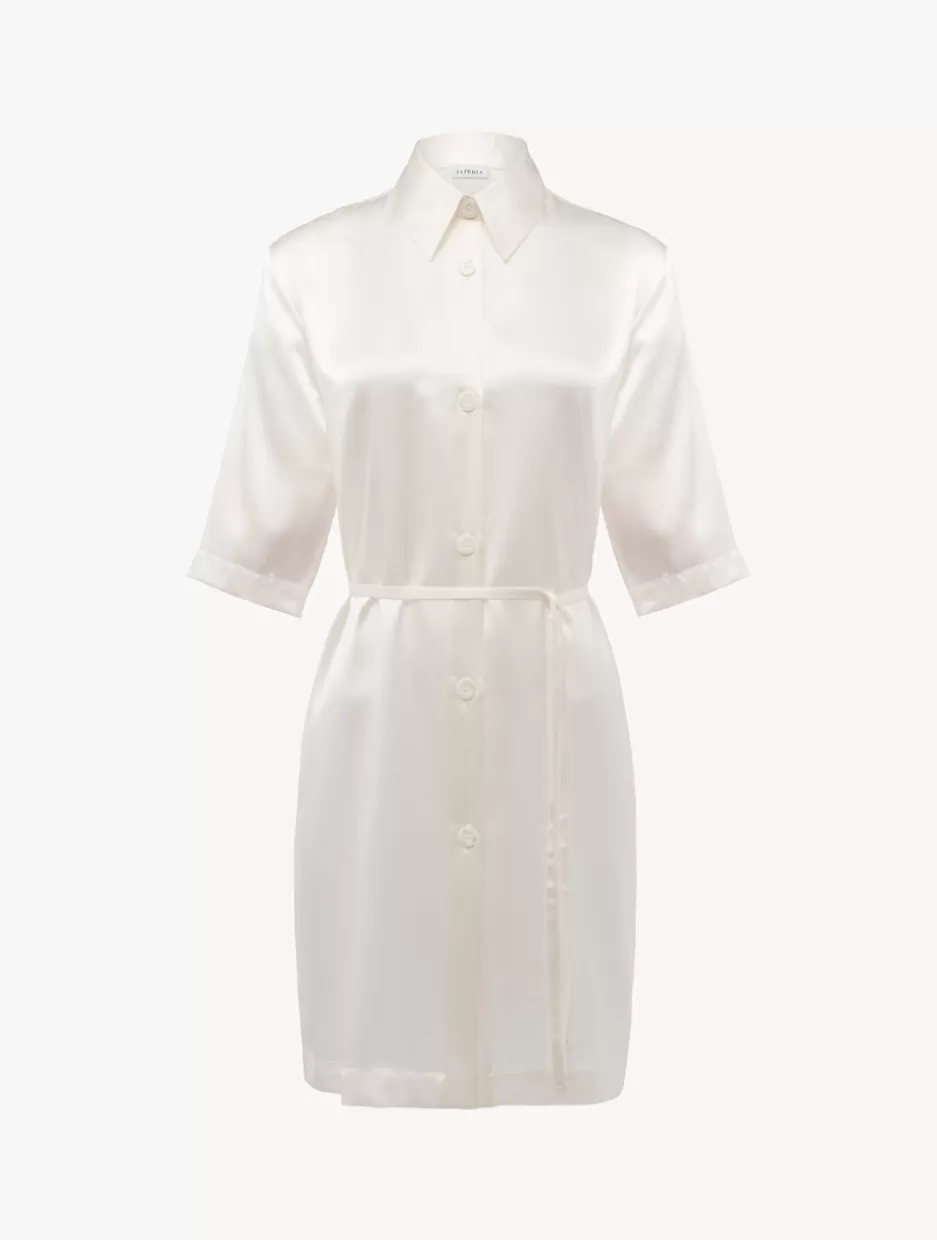 Silk Sleepwear-La Perla Silk Long Shirt In White