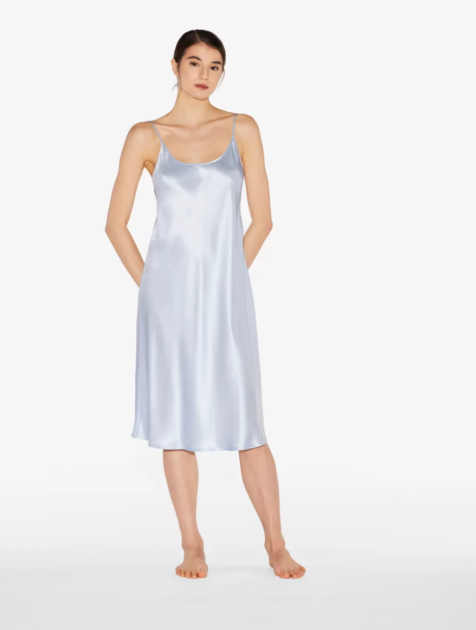 Slips & Dresses | Silk Sleepwear-La Perla Silk Midi Nightdress In Azure LightBlue