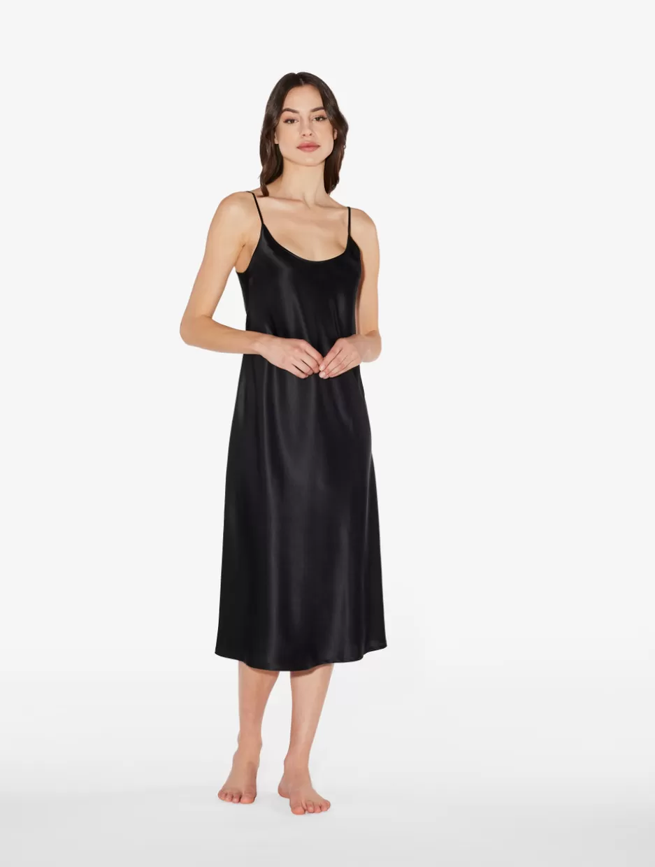 Slips & Dresses | Silk Sleepwear-La Perla Silk Midi Nightdress In Black