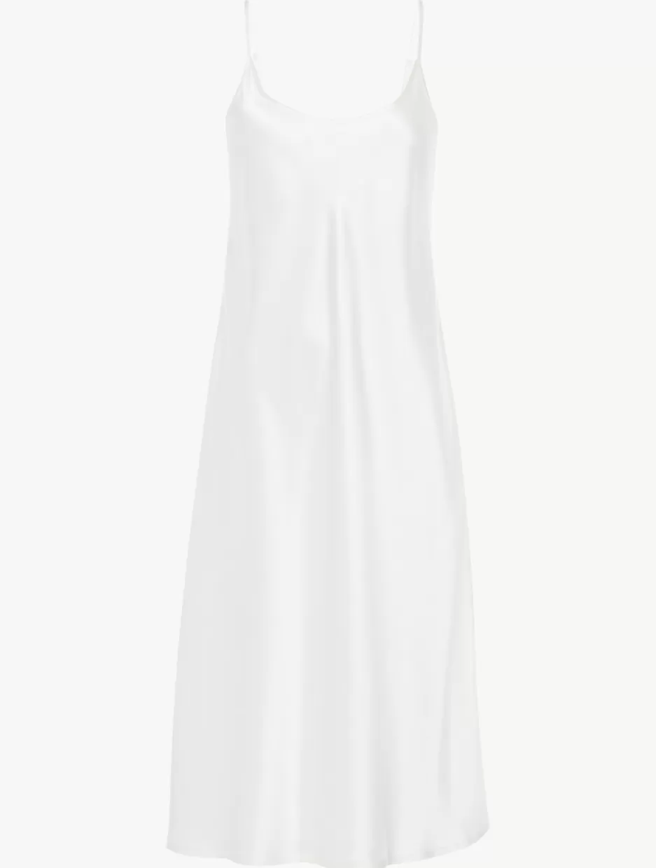 Slips & Dresses | Silk Sleepwear-La Perla Silk Midi Nightdress In White