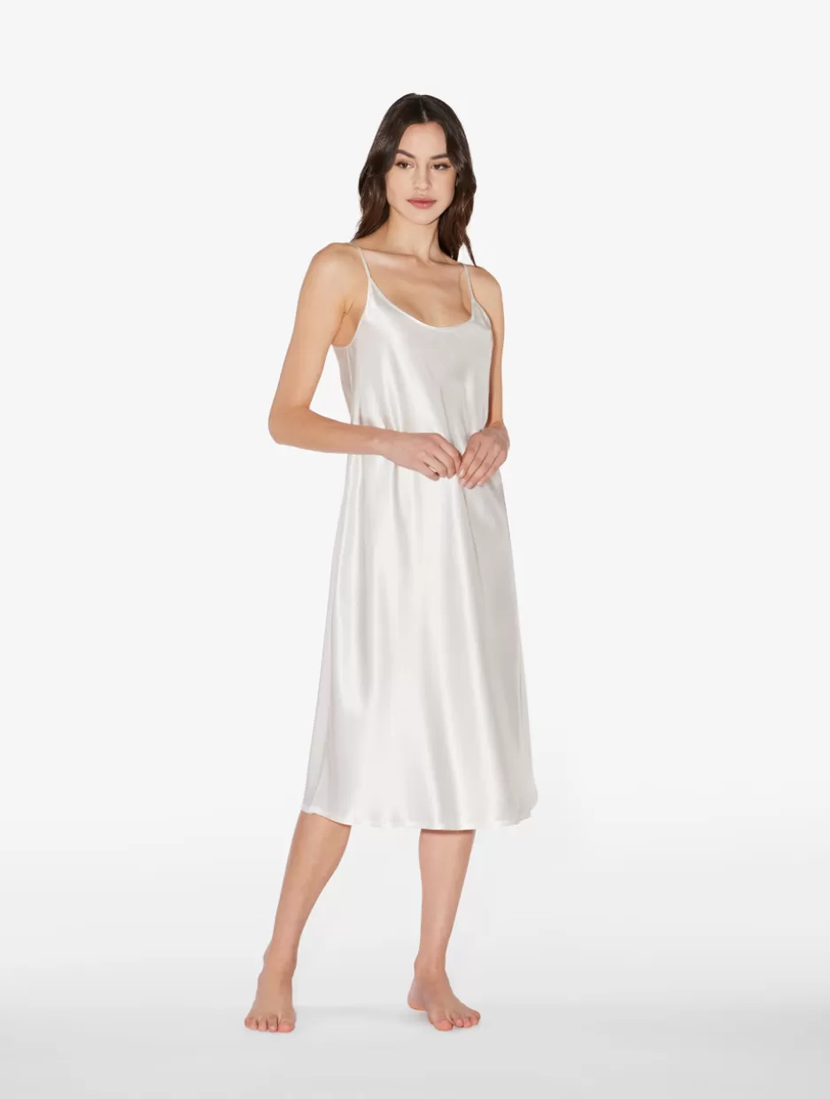 Slips & Dresses | Silk Sleepwear-La Perla Silk Midi Nightdress In White